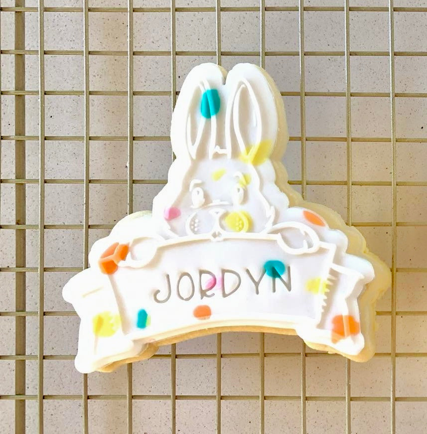 EASTER BUNNY CUSTOM NAME SUGAR COOKIE